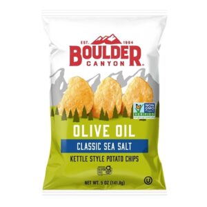 Boulder Canyon Olive Oil Kettle Chips Classic Sea Salt 6.5oz 12ct